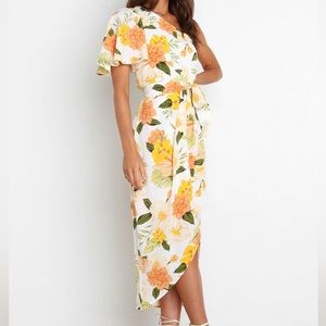 Petal & Pup One Shoulder Dress - White, Orange, Yellow Floral